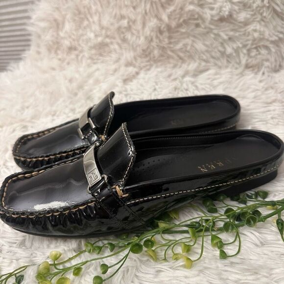 Lauren Ralph Lauren Carlene‎ Square Toe Black Patent Leather Mules sz 7.5B - Picture 5 of 9
